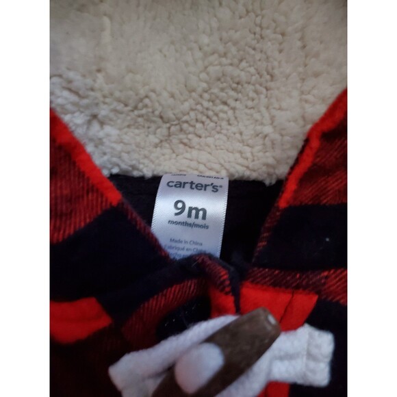 Boys 9 mo. Red/black buffalo plaid Carter's vest - Picture 2 of 3